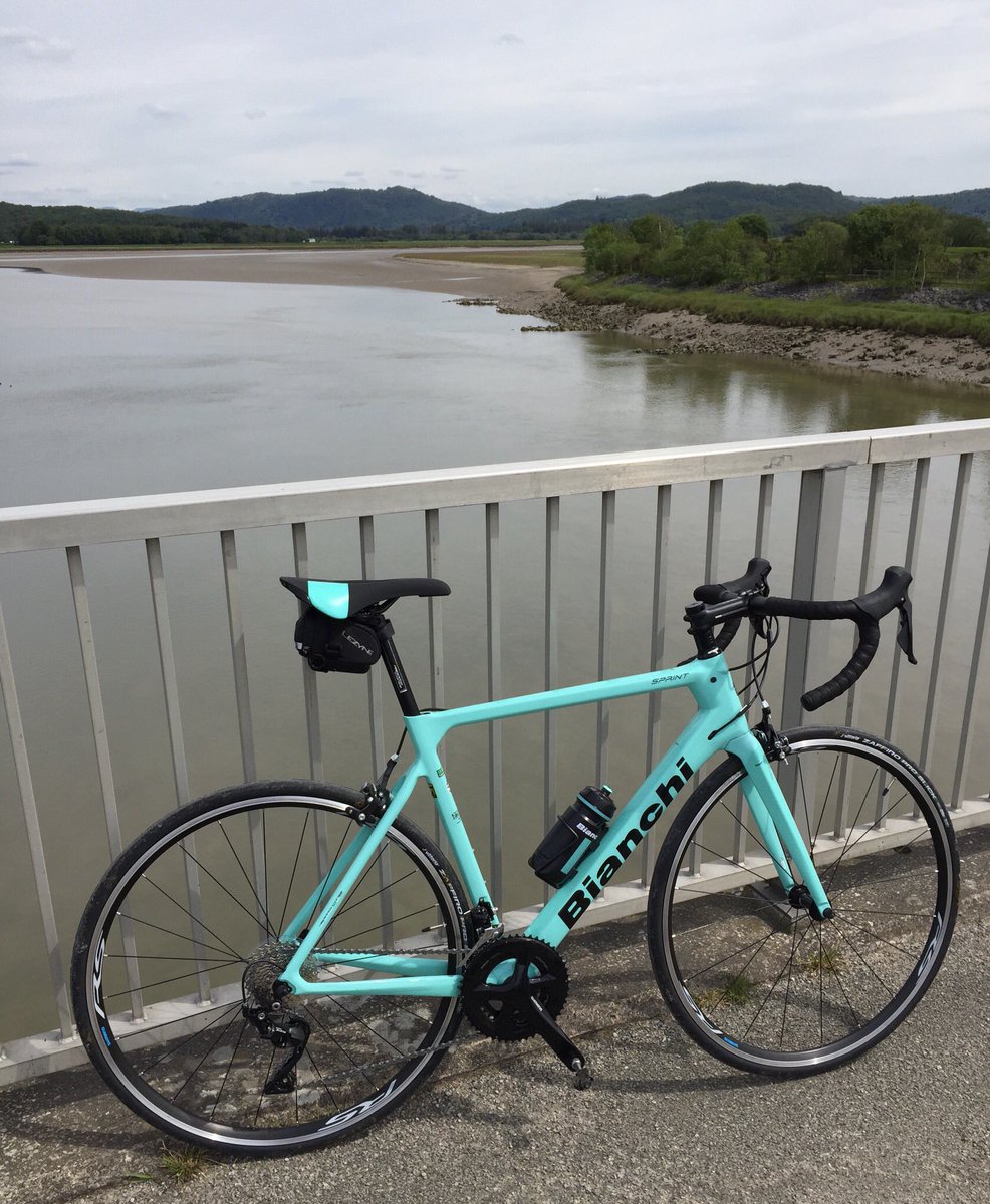CyclesHoad's tweet photo. Another beautiful day in #thelakes with one of our #Bianchi #Sprint hire bikes. Pictured here on the Cycle #Route700 footbridge over river Leven at #Greenodd. To hire one of our Bianchi’s contact us on Tel 01229 583146. #theLakeDistrict @BianchiUK https://t.co/yIOpCBhOLJ