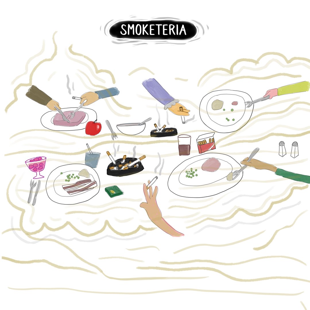 thenfb's tweet image. 🚬 Tales of the #NFB SMOKETERIA by #JanetPerlman
Join the filmmaker on a trip down memory lane with her series of illustrations of memories at the NFB, like when they &quot;dined in a cloud of Export &quot;A&quot;, Player&apos;s and Gitanes.&quot;→ bit.ly/2YkYGdG