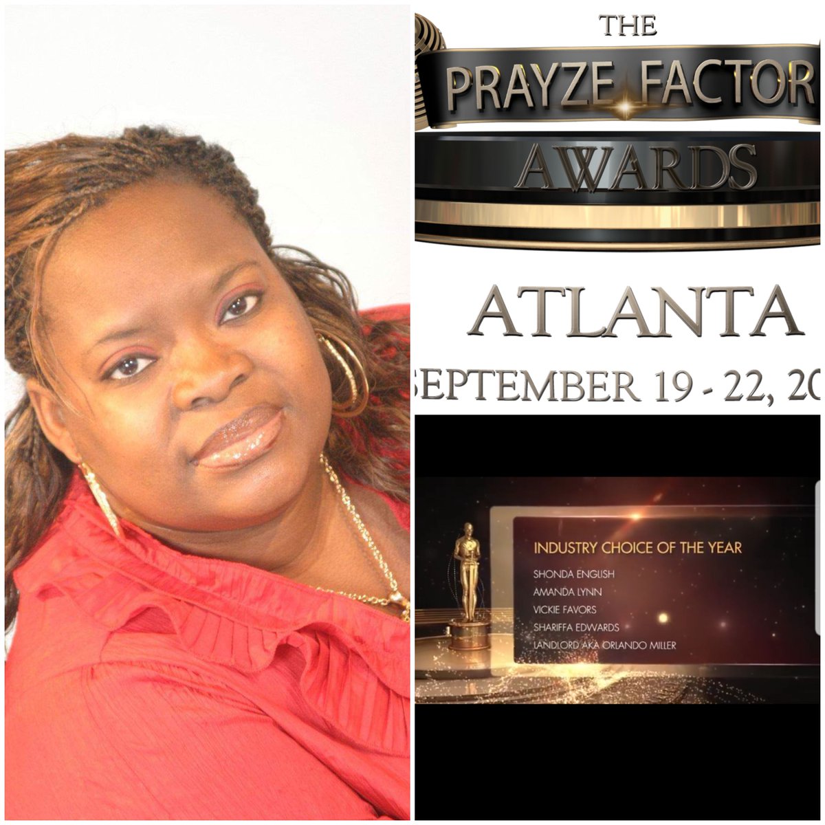 VFavors's tweet photo. 📢📢🎼I have been nominated for the PRAYZE FACTOR "INDUSTRY CHOICE OF THE YEAR" AWARD!!! I want to see you in Atlanta, GA in September!!!!🎶🎵🎶
#prayzefactorawards12 https://t.co/tJecuUIrnP