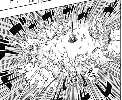 このコマなんかも、本当にこの描き方じゃなくちゃいけなかったのかなって思う。下の方の「タンッ」って描き文字、何なのかしばらく考えても分からなかったんですが、猫師匠のジャンプの踏み切りの音なんですよね。