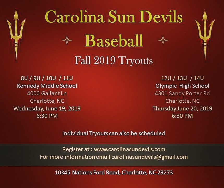 carolina_devils's tweet photo. Tryouts will be June 19th and 20th. Please register at https://t.co/kCsklC3lAJ or call 980-867-8563 look forward to seeing you out there. https://t.co/CSJr3SvIaV