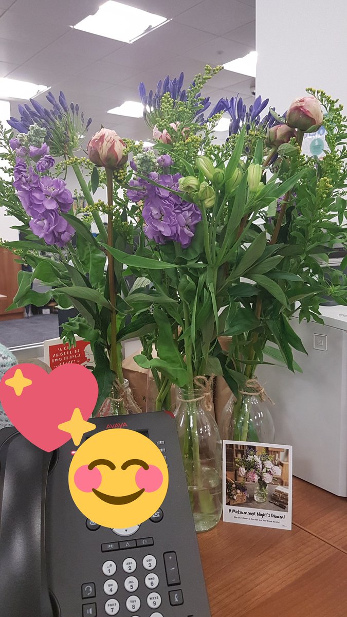 bugbug_bug's tweet image. Oh @fredds_flowers these have just arrived at my office. I adore them already! I have arranged them in milk bottles. The gorgeous fragrance has brought summer inside...just what I needed on this dreary rain day!