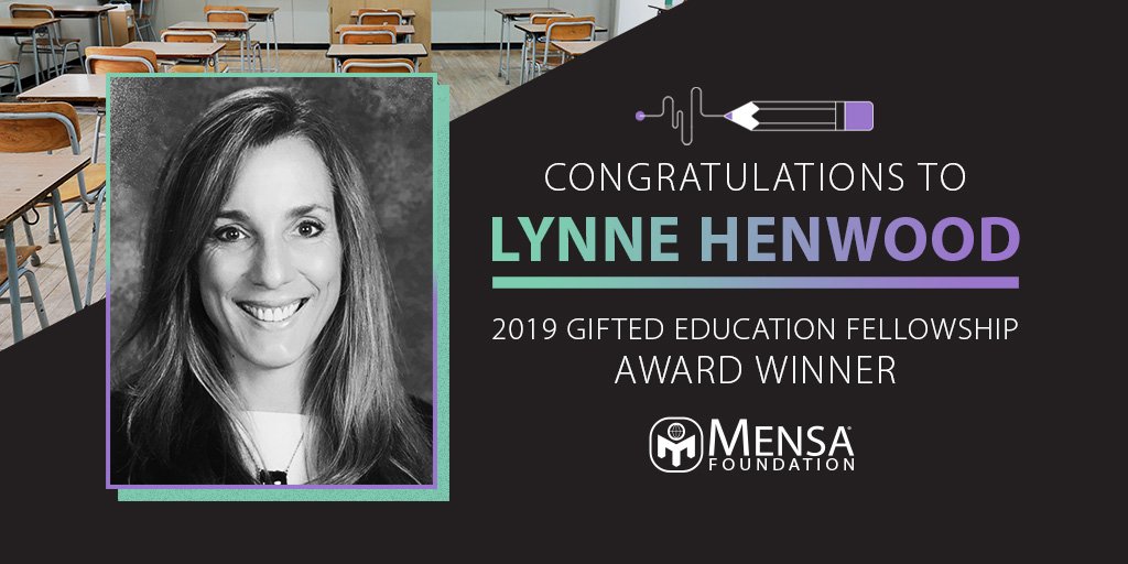 Congratulations to @LynneHenwood of Washington Township, N.J., recipient of the Mensa Foundation's inaugural Gifted Education Fellowship. #gifted #giftededucation mensafoundation.org/what-we-do/awa…