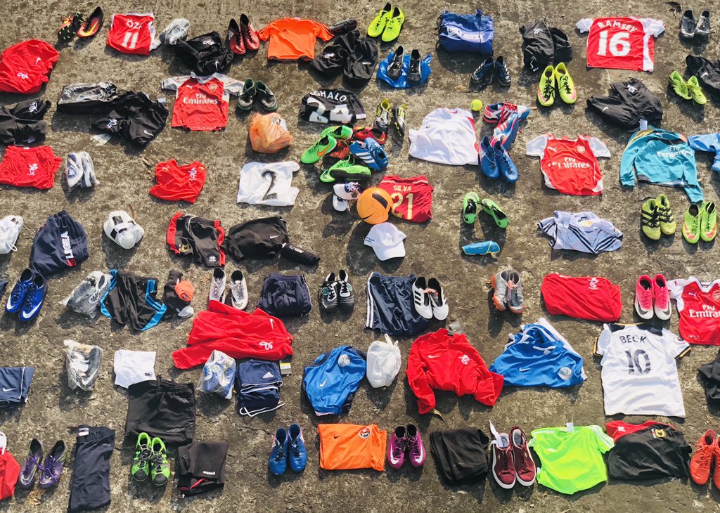 kitshareproject's tweet photo. Another huge batch of #kitshareproject items ready to be donated. Thanks to the players, parents and coaches at @Just_PlayFC and the extended #community.
Giving your old football kit and equipment a new lease of life. #sharingiscaring https://t.co/v0D5ehSqvc