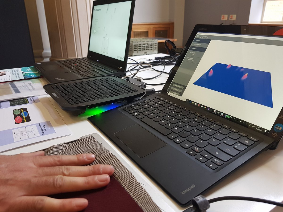 UKRI_News's tweet photo. One of our #UKRI2019 exhibits looks at the fashion industry and how haptic technology can digitise fabrics and share how they 'feel' around the 🌍.

Working with industry names like @Burberry, @Raeburn_Design and @FutureFashionF, It's a truly innovative use of tech.

#UKRI2019 https://t.co/R6CLj8BsZf