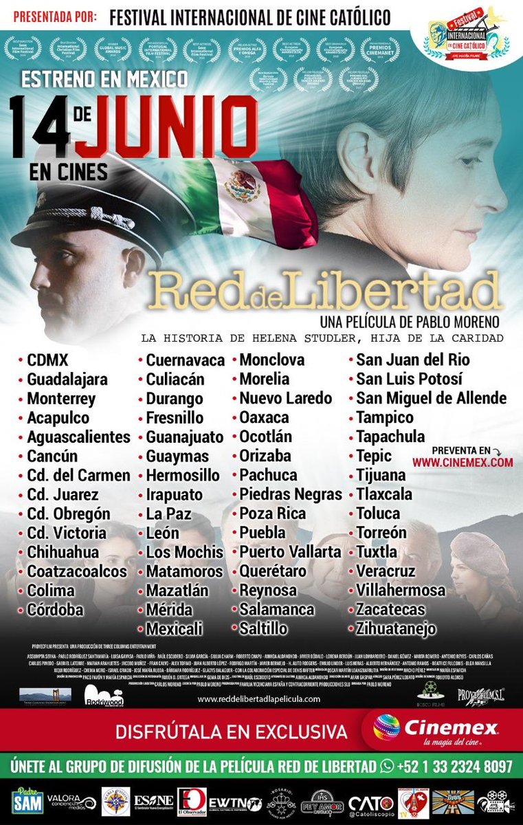 ACNMex's tweet photo. #ReddeLibertad llega a México. Busca tu ciudad y ve al cine. No te pierdas esta película en donde una religiosa arma un plan para intentar liberar a los cautivos de su trágico final. @Cinemex https://t.co/gIj7YxyxcH