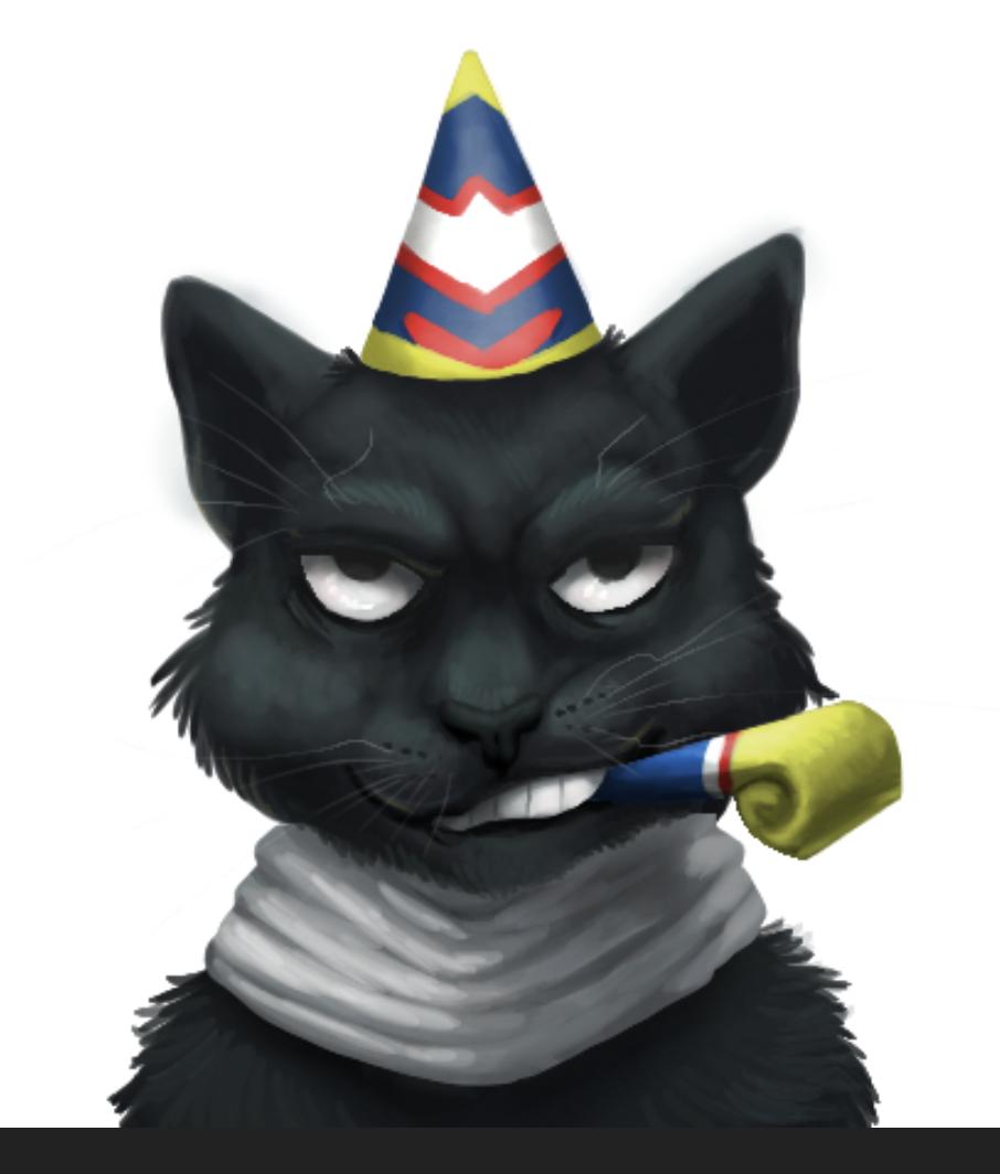 So yesterday was All Might's Birthday, and <a href="/lucivibe/">luci</a> hosted a paintchat in celebration. I decided to doodle up a Aizawa cat!

I'm actually seriously considering continuing this series and doing all of UA's teaching staff as animals! 🤣