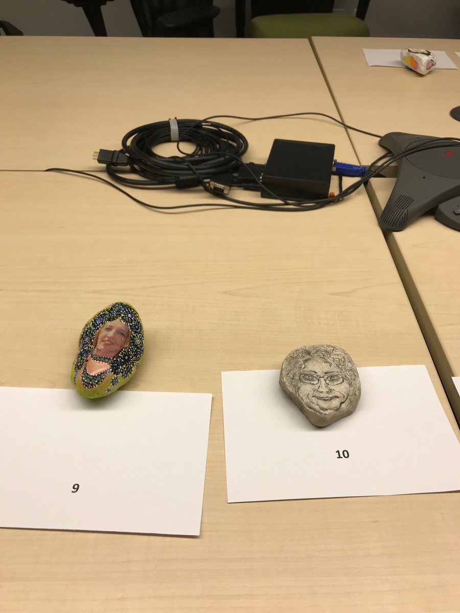 GOCtracy's tweet photo. We Will Rock You. #NPSW  second floor west YQR Rock painting contest. Entries now received and on display. https://t.co/hTE6ce3IUA