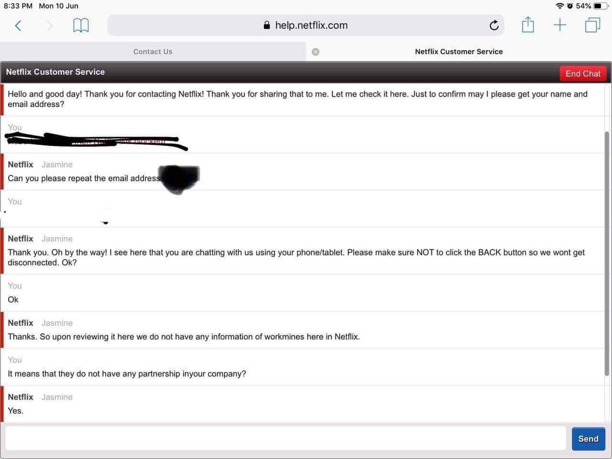 blahbla06199290's tweet photo. WORKMINES IS A SCAM CO. We have asked Netflix about it. #workmines https://t.co/DMdVhirVV9
