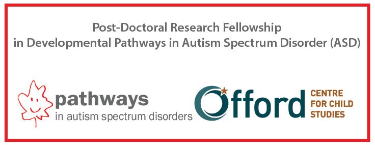 Details for the Pathways in ASD Post Doctoral Fellowship can be found on the Pathways website (asdpathways.ca/news/PDF2019). Position is based at the Offord Centre for Child Studies @OffordCentre in Hamilton Ontario #HamOnt.