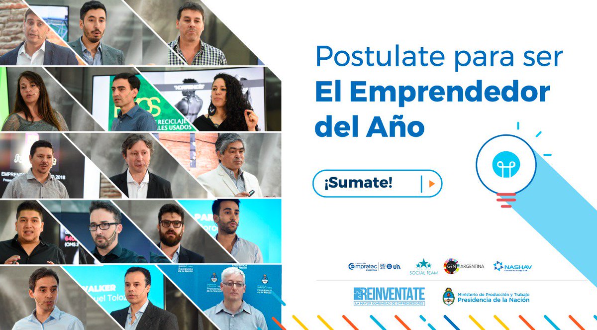 Comenzó la convocatoria para la 2da edición del #EmprendedorDelAño, un concurso que premia el talento, la dedicación y el compromiso de aquellos que impulsan con pasión sus proyectos y generan un impacto positivo en su comunidad. Sumate y participá: argentina.gob.ar/emprendedor-20…