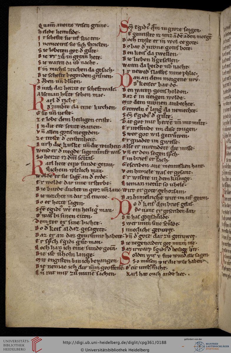 Our international conference, ‘Narrating history across languages in medieval Europe’, is taking place this week. In anticipation, <a href="/sarahkbowden/">Dr Sarah Bowden</a> tells us about Charlemagne in the 12th-century German Kaiserchronik. tvof.ac.uk/blog/charlemag…

Heidelberg, Cod. Pal. germ. 361, f. 91v.