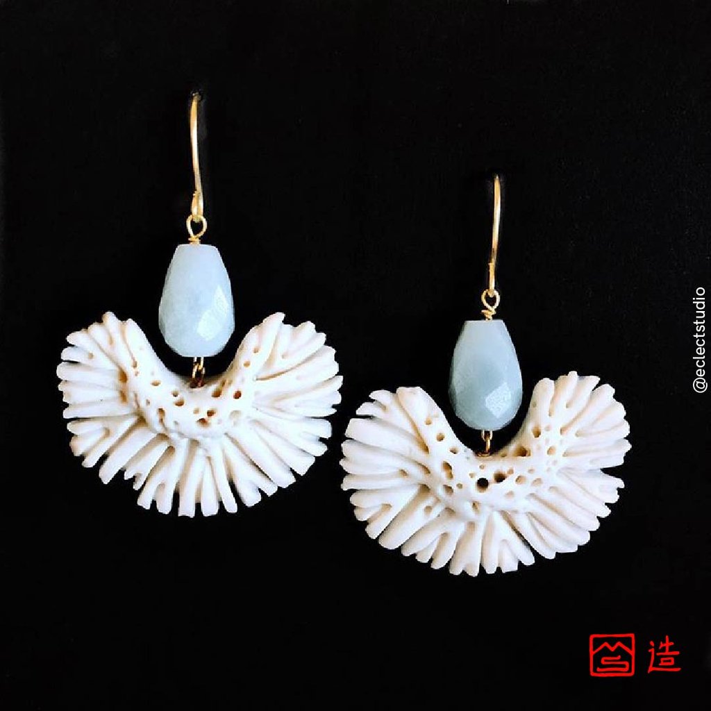 #BeachVibes: Miranda created these hand-made coral-inspired earrings.
Coral reefs are threatened by global warming. The reefs' ecosystems are very important for other marine life. It will have fatal consequences for all life under water if the corals keep on bleaching and dying.