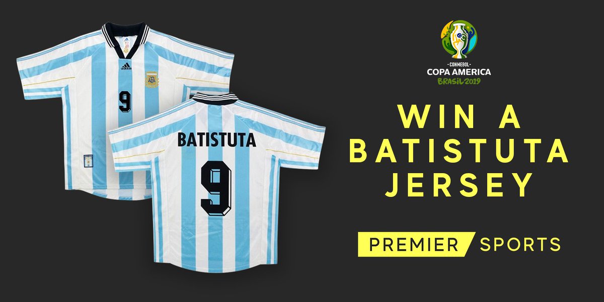 PremSportsTV's tweet photo. 😍 We’ve teamed up with @classicshirts &amp; have an amazing comp for 1 lucky winner ahead of #CopaAmerica2019 live on Premier Sports this  weekend  

🇦🇷 WIN a World Cup 1998 Argentinian Home Shirt Gabriel Batistuta #9   

To enter, RT this post &amp; follow @PremierSportsTV! 🙌 https://t.co/IZ7lQdmOep