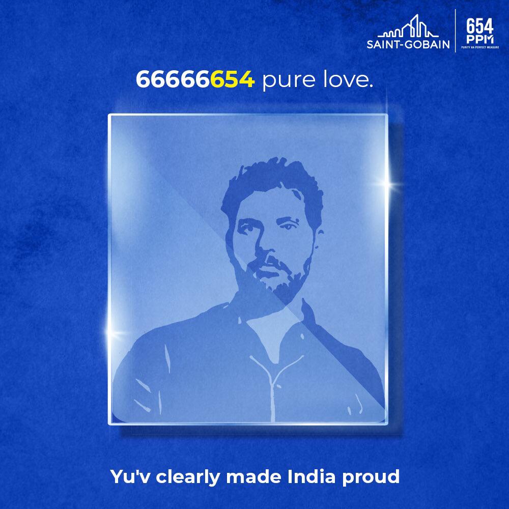 saint_gobain_in's tweet photo. Be it 654 or 666666, champions always make records! 
#YuvrajSingh #ThankYouYuvi #YuviRetires #SaintGobain654 #PurityKaPerfectMeasure https://t.co/vhJDDhvMU0