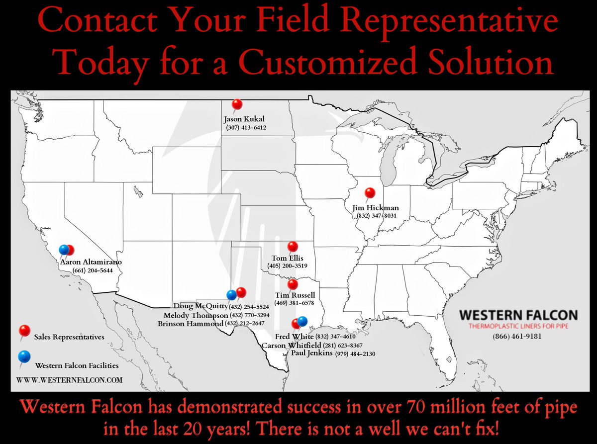 WesternFalcon's tweet photo. Are you looking for a customized solution for your well? Find a Western Falcon sales representative near you! Check out this quick reference map or follow the link below to our website’s contact us page: https://t.co/upFribgfpy 
#westernfalcon #westernfalconenergyservices #wfes https://t.co/lVWLloS7fX