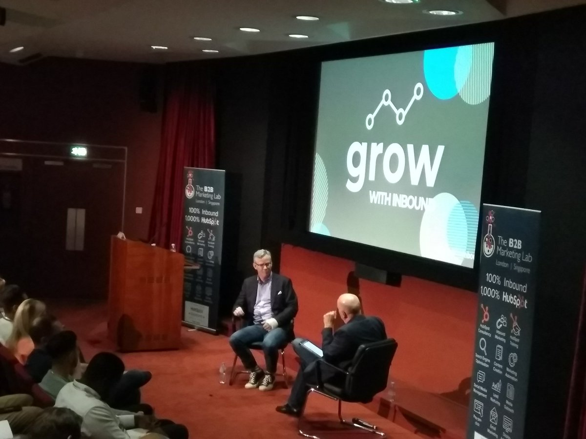 HubleDigital's tweet photo. #HubSpot CEO, Brian Halligan joins Bob Dearsley for a fireside chat on all things Inbound, HubSpot and what's next in marketing #GrowWithInbound https://t.co/d64pcnkwaN