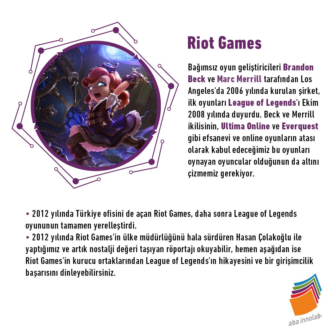 InnolabAba's tweet photo. Şu anda dünyanın en çok oynanan #eSpor oyunlarından birisi olan #LeagueofLegends'ın yapımcısı olan #RiotGames onuncu yaşını kutladı.
@InnolabAba
Via >> @GamzeSart
#kodlama #robotics #inovasyon #yenilik #robotik #robot #tasarim #yazilim #teknoloji #oyun #BrandonBeck #MarcMerrill https://t.co/in5ZE8etMM