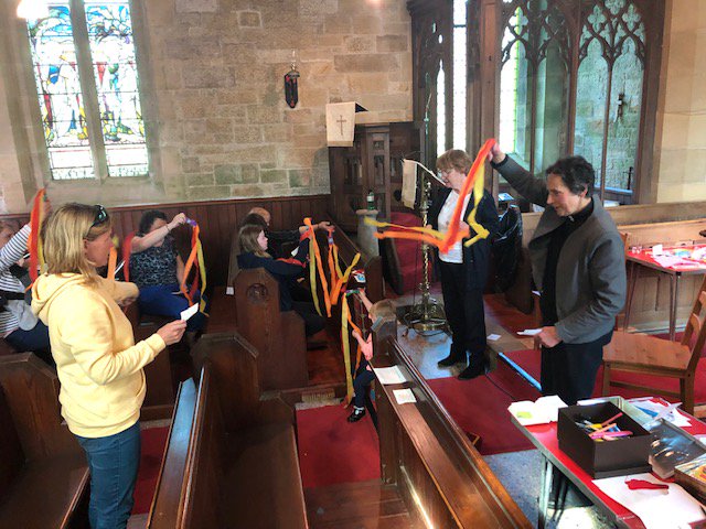 StPetersNE48's tweet photo. We celebrated #PentecostSunday at our churches together Messy Church yesterday with enthusiastic ribbon waving ! Come Holy Spirit ! #TKC19 @NclDiocese @thykingdom_come @churchofengland @MessyChurchBRF https://t.co/cm8k2rnv4H