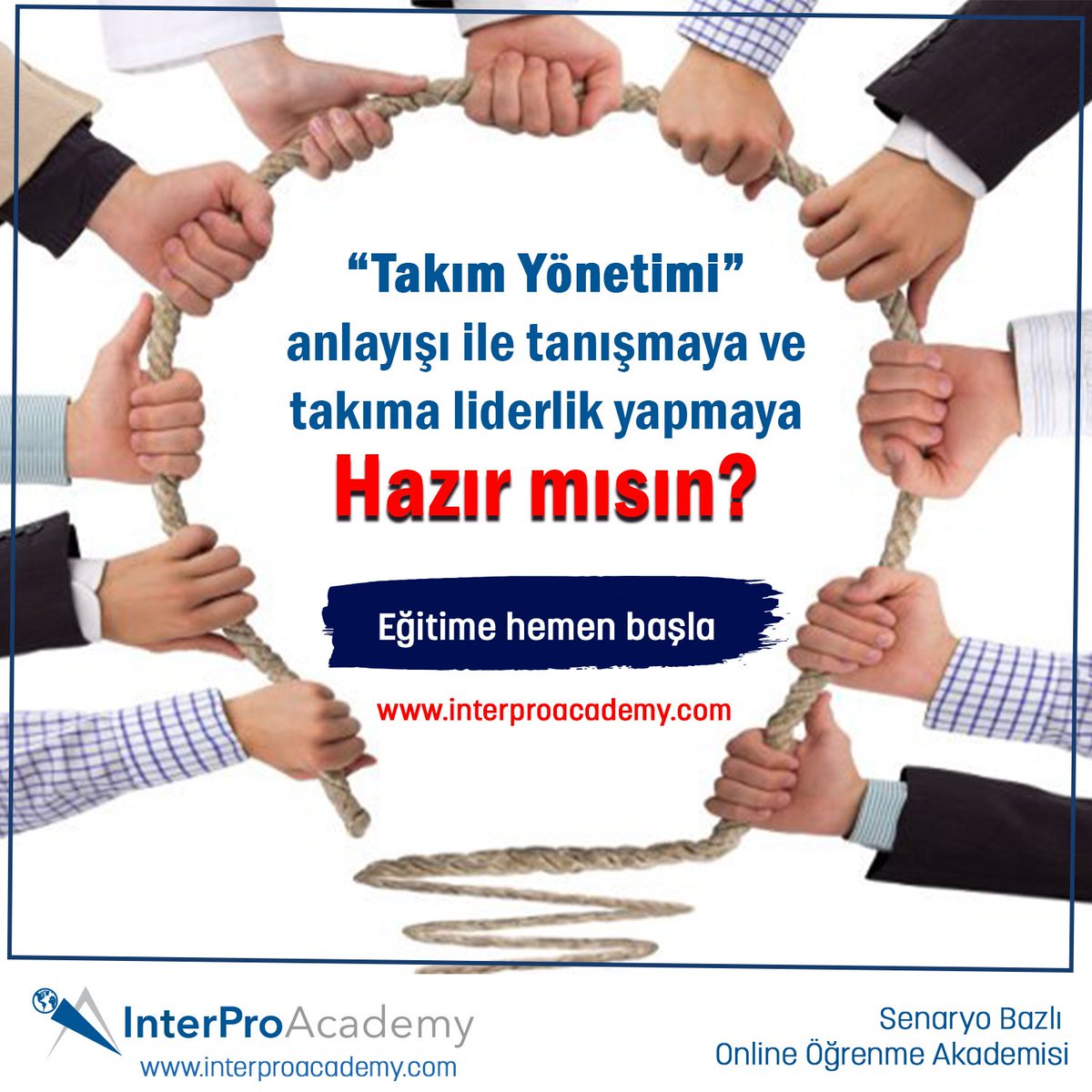 Takımı en iyi bireylerden kurabilirsiniz ancak onların birbiriyle uyumlu çalışmasını sağlamak iyi bir liderin becerisidir.
“Takım Yönetimi” ile tanışmaya ve iyi bir yönetici olmaya hazır mısın? 
Detaylı bilgi ve kayıt için: interproacademy.com
#takımyönetimi #kurumsal