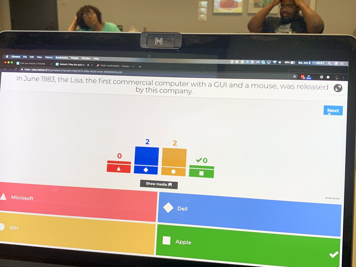 CoderSpace's tweet image. Scenes from Swag Day 2019: students competed by answering tech questions from well before their time!
