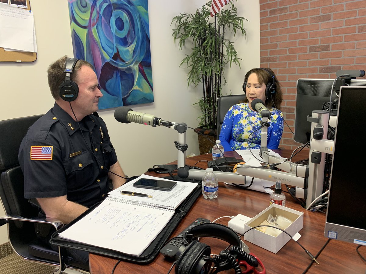 GarlandPD's tweet photo. Garland Police Chief Jeff Bryan at #Vietv Radio 1480AM talking about community policing in Garland. Thank you for having us on your show to talk about the importance of building relationships and working together to make our community safer. #communityrelationships https://t.co/7rAp04yb2V