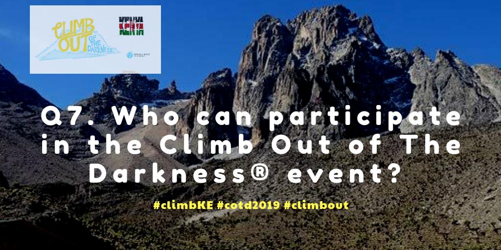 CotdKE's tweet photo. On to our last question of the chat today... 
Q7. Who can participate in the #climbKE #cotd2019 event? https://t.co/KWqbZvBfeq