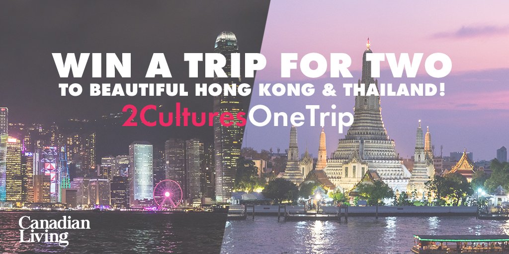 canadianliving's tweet image. Does this dreary spring weather have you longing to take a vacation? Well now you can! Enter for your chance to win a trip for two to beautiful Hong Kong &amp;amp; Thailand. Click the link below for more details and to enter. 

canadianliving.com/vip/contests/a…