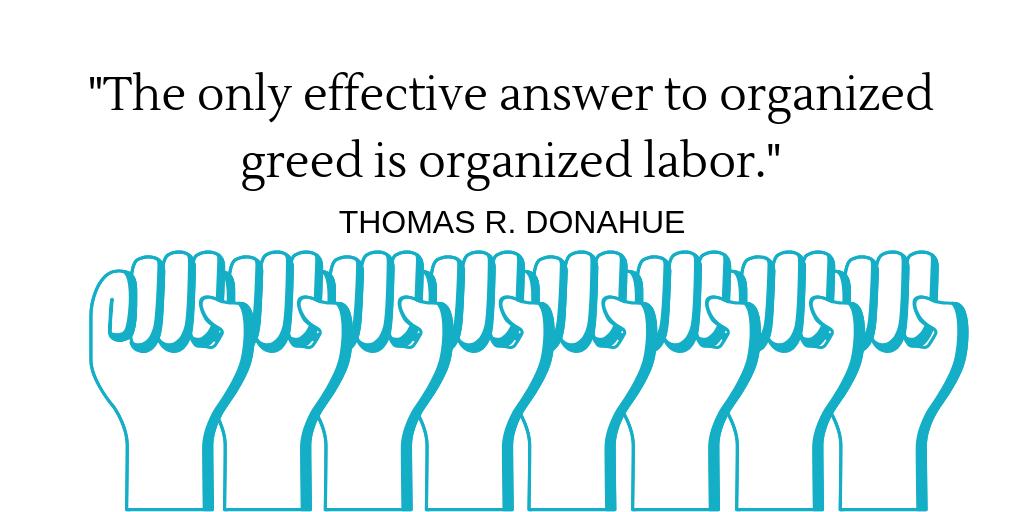 ABFedLabour's tweet photo. "The only effective answer to organized greed is organized labor" - Thomas Donahue, secretary-treasurer of the @AFLCIO from 1979 to 1995 and president in 1995. #strongertogether #canlab #ableg #abpoli https://t.co/tPJgU3Bbts