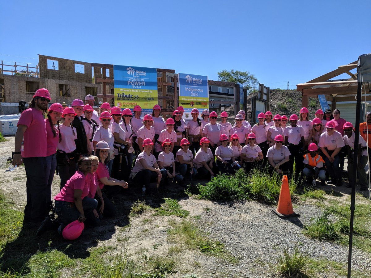 RegionofDurham's tweet photo. Regional Chair @JohnHenryDurham joined women from all professions and backgrounds at @HabitatDurham's #CentreTowne Build Site for the annual #WomenInPowerBuild2019!👷🏿‍♀️👷🏻‍♀️ When #DurhamRegion's women come together, great things are built.🛠️ #HabitatForHumanity #KateBuilds https://t.co/fmQ3a0hnUD