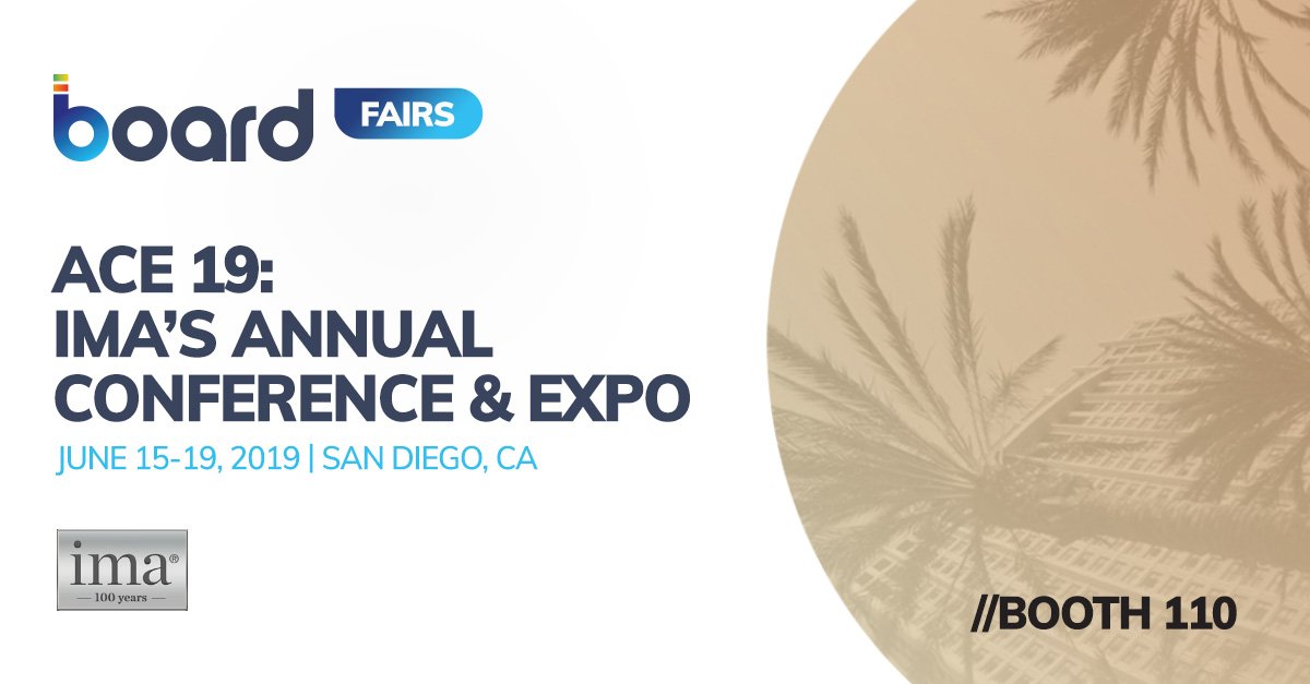 BOARD_USA's tweet photo. #IMA19ACE is quickly approaching and we can't wait to see you there! Don't forget to schedule a 1-1 meeting with one of our Board experts: https://t.co/KNDXMEjy9J … #booth110 https://t.co/XGS1hgtHtn