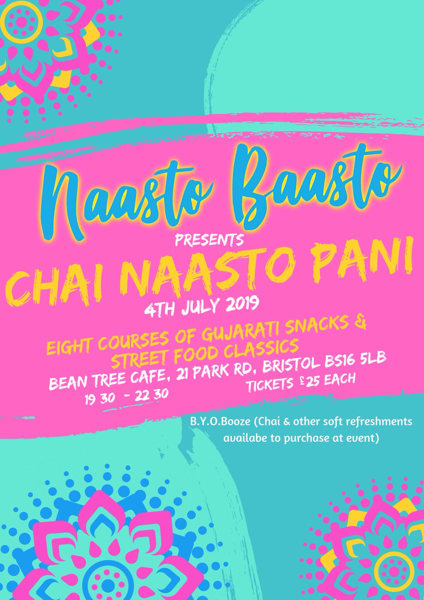 Naastobaasto's tweet photo. CHAI NAASTO PANI
Is my upcoming supper club on the 4th of July at Bean Tree Cafe.
8 courses of #GujaratiGoodness aka streetfood and snacks to delight your senses for £25. Tickets available to purchase here ➡️➡️ https://t.co/T28iTqIwqb #bristolfood #BristolFoodies #bristolevents https://t.co/00VvJMZTd6