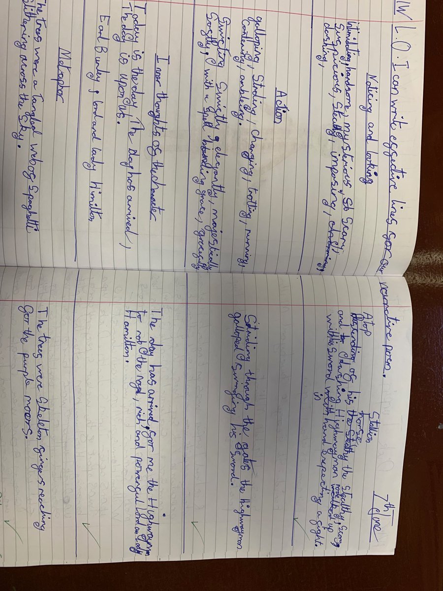 ⁦@janeconsidine⁩ Y6 are producing some excellent writing for The Highwayman #sentencestacking