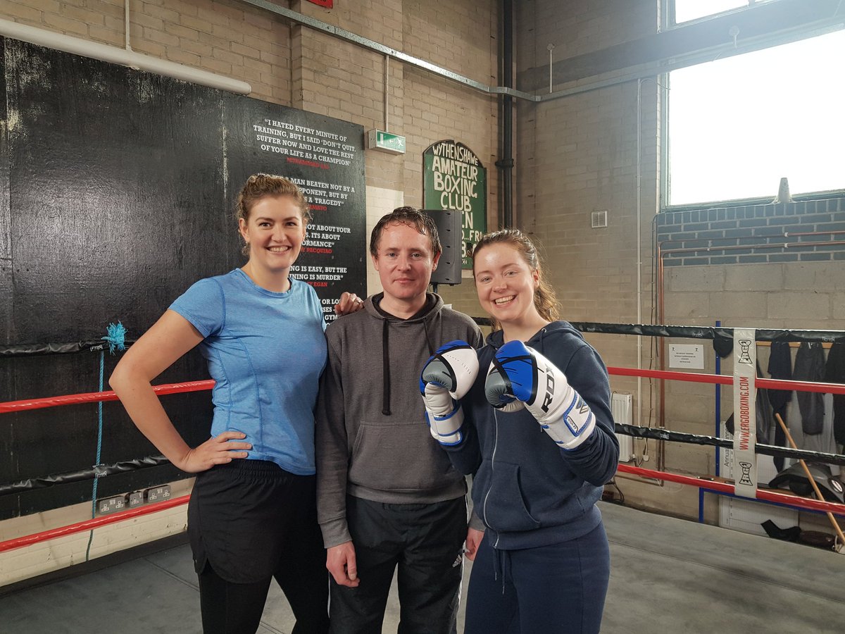 theemilyhunter's tweet photo. We are all looking a bit sweaty🤣 but great day doing pickups for Knocked Out🥊 - always a wonderful time working with @kateWmilligan @tara_omidi & Owen O'Connell 🥰 #actor #actorslife #shortfilm #boxing #FindtheFury #Fury #JimmyEganBoxingGym #Wythenshawe https://t.co/I29vjjtRmr