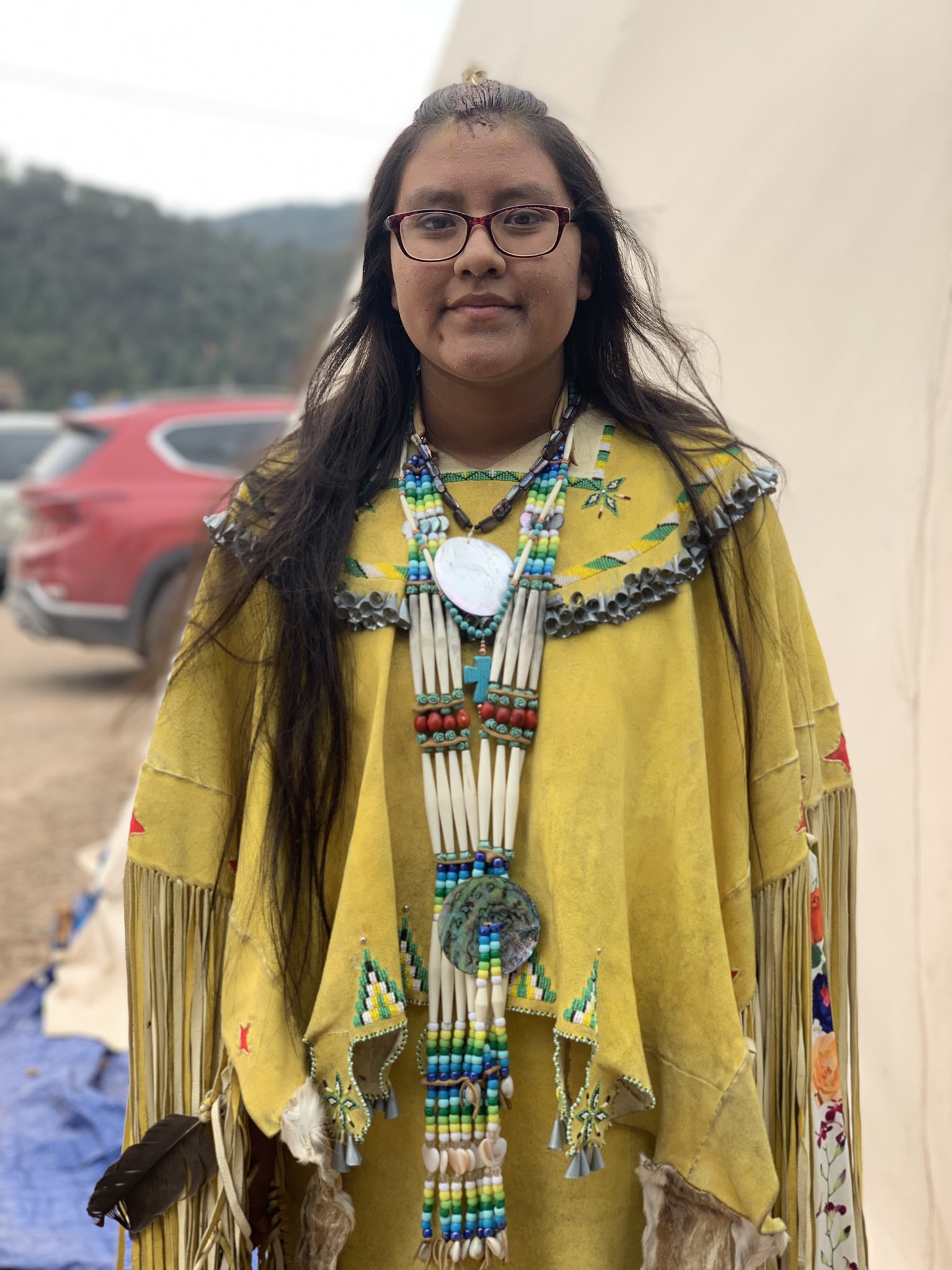 Apache top buckskin dress