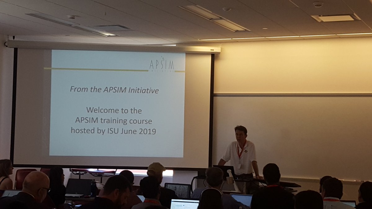 Patmos_Sphere's tweet photo. Opening statements by @isuagronomy's @krlamkey and CSIRO's @DeanHolzworth #APSIM2019 https://t.co/htVW5hLwgk