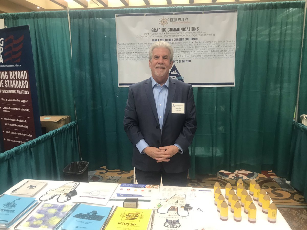 Our fearless leader Martin James from Graphic Communications <a href="/DVUSD/">Deer Valley Unified School District</a>  is holding down the fort at the #ASA19 State Conference.