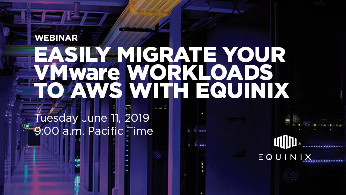Equinix's tweet photo. Register for our webinar to learn how enterprises can enterprises can seamlessly migrate their VMware workloads from on-premises to AWS with VMware Cloud on AWS, AWS Direct Connect and Equinix. https://t.co/sqivpZi5EQ https://t.co/yjKokEn0cu