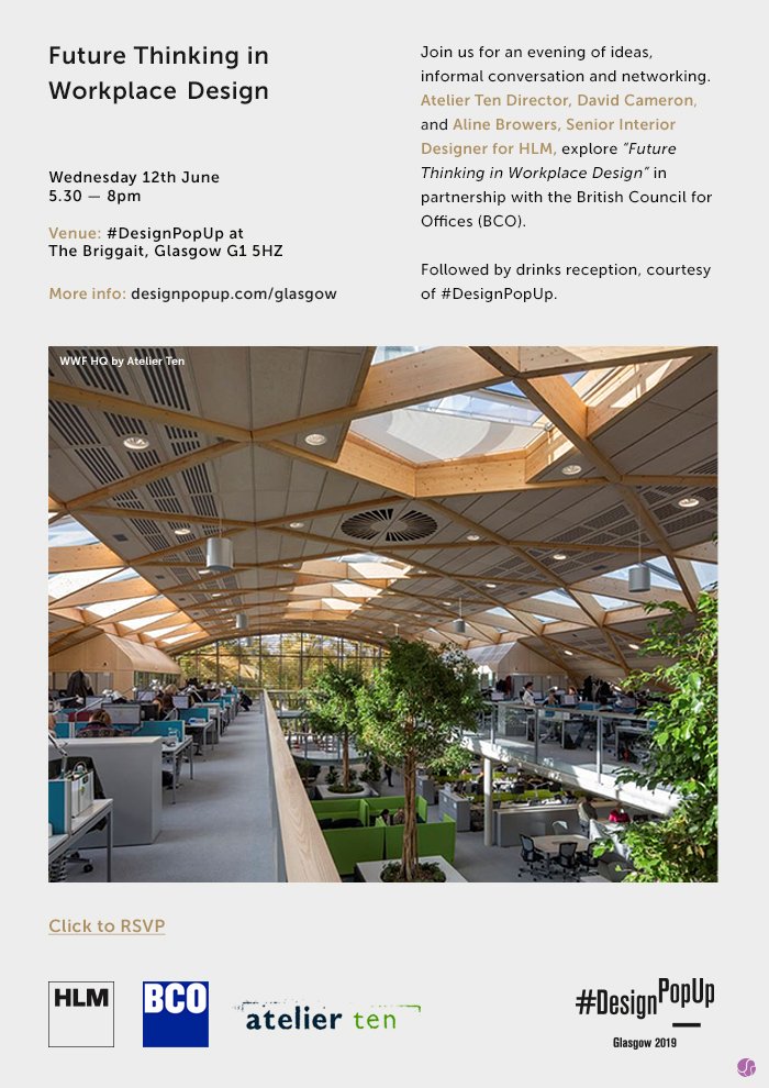 The @_DesignPopUp #Glasgow opens its doors this Wednesday. Hope to see some of you there for our talk #Workplace #interiors #architecture   #Wellbeing #futurethinking