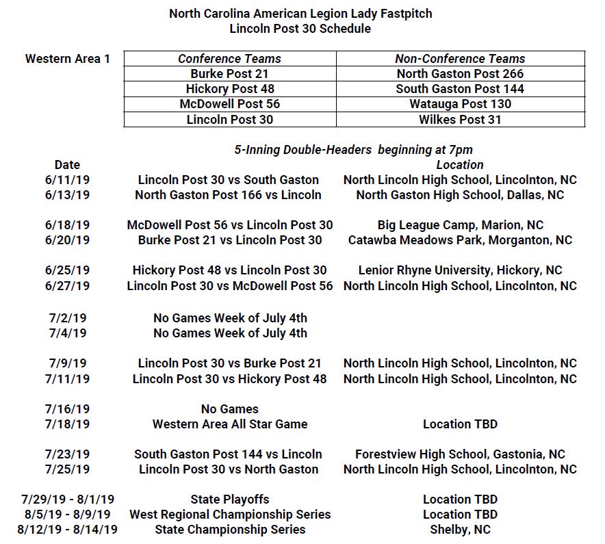 Post30Sb's tweet photo. Come check out your Lincoln County Legion softball team. 🥎 https://t.co/VC9N8a0Qwf