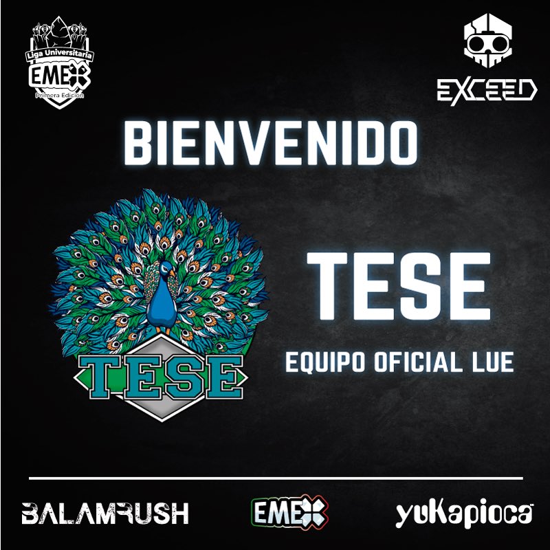 EsportsEMEX's tweet photo. 📣Bienvenidos Pavoreales TESE segundo equipo que representará al Tecnológico de Estudios Superiores de Ecatepec 🦚
🔥 !Mucho éxito!🤘🏼
#Esports #EMEX #Liga #Edomex #LoL #LUEM
Patrocinadores LUEM:
@BalamRush
@Yukapioca
Exceed Arcade https://t.co/ZDiF9rDFAH