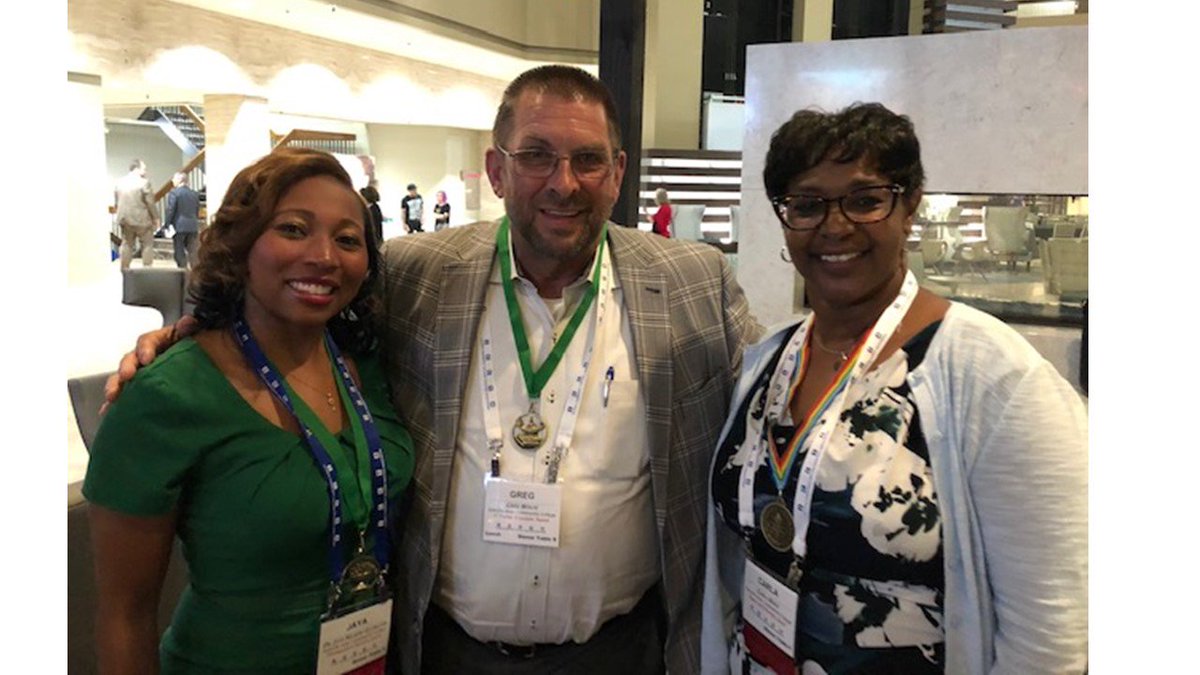 nacco15's tweet photo. Representing @DanvilleAreaCC at the ICCTA Annual Awards Banquet were Dr. Jaya Nelson, finalist for Distinguished Alumnus Award; Trustee Greg Wolfe, receiving his first Trustee Education Award; and Chief Diversity Officer Carla Boyd, nominated for the Equity and Diversity Award. https://t.co/591bJEy68z