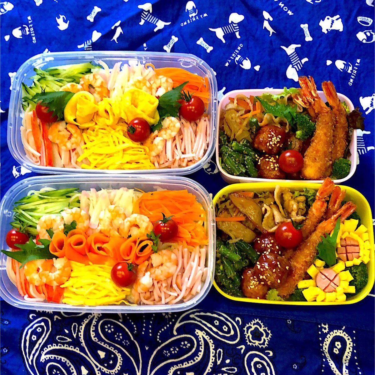 Taka 今日のキャラ弁 Ar Twitter おはようございます 今日は旦那と次男用 昨日 次男にうどんと思って期待してたら 普通にコリラックマでガッカリ うどん弁当食べたかったー ってクレーム言われ 2日連続冷やしうどん弁当 お弁当にクレーム付けるの 末っ子だけだよ