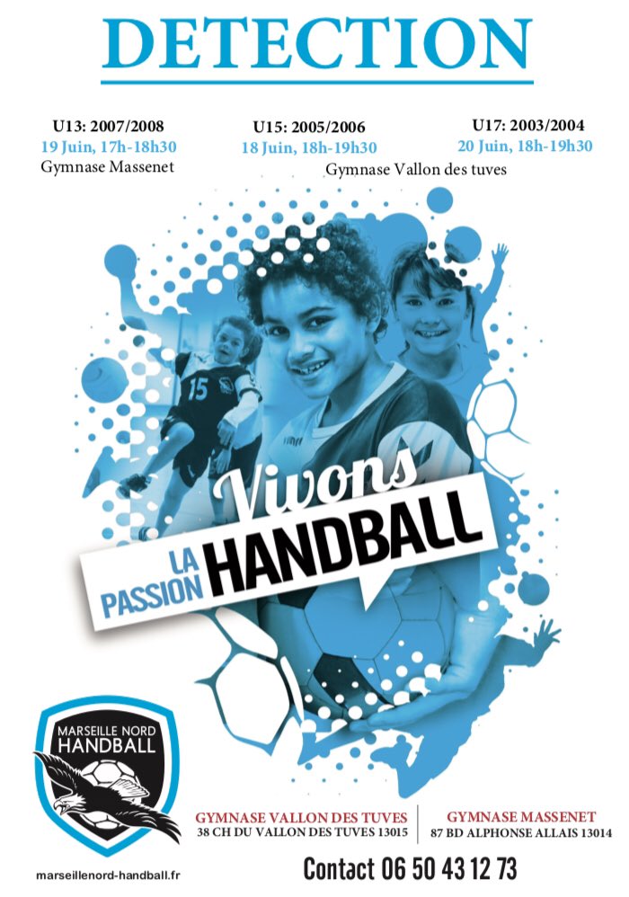 hand_nord's tweet photo. #TeamMNHB Venez nombreux - nombreuses passer les tests de détections pour intégrer nos équipes jeunes! @laprovence @mairie1516 @marseille https://t.co/HivF9xOjzB