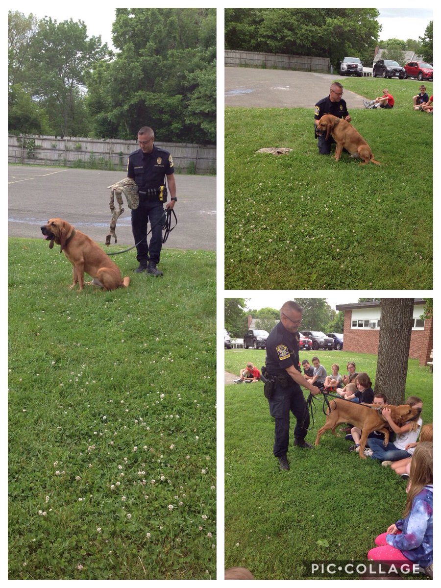 MissDainsBES's tweet photo. A visit from CSP bloodhound Texas. Thanks to our DARE program and Norm and Cono. https://t.co/kOPpCUOt3Y
