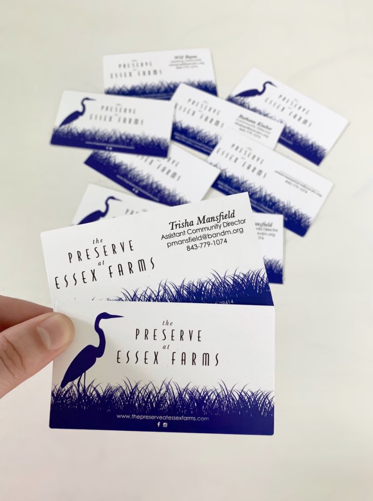 KuszmaulDesigns's tweet photo. New business cards are here for The Preserve at Essex Farms! Contact us if you need to revamp your current business cards. https://t.co/EgVUSGGyUi