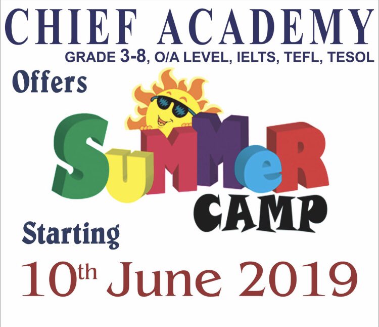 Hey Lahore !
The most awaited Summer program offered by Chief Academy.Get yourself enrolled and get early bird discounts!!!! Call Now 03014670818