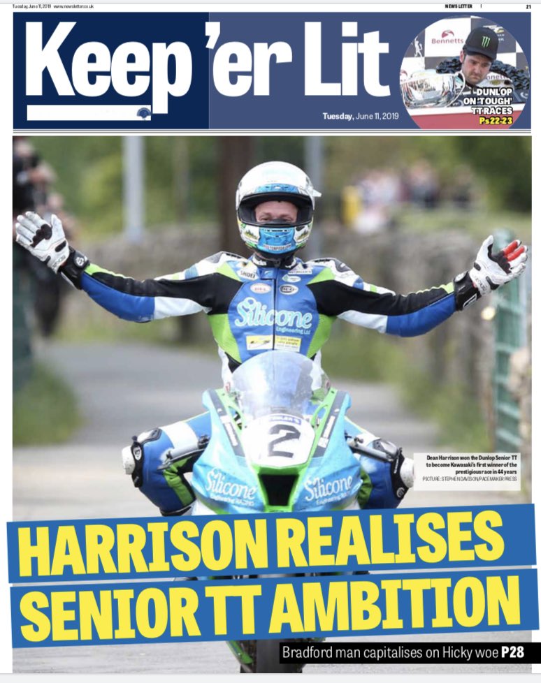 Kyle3white's tweet image. Post-TT Keep ’er Lit special in tomorrow’s @News_Letter #TT2019
