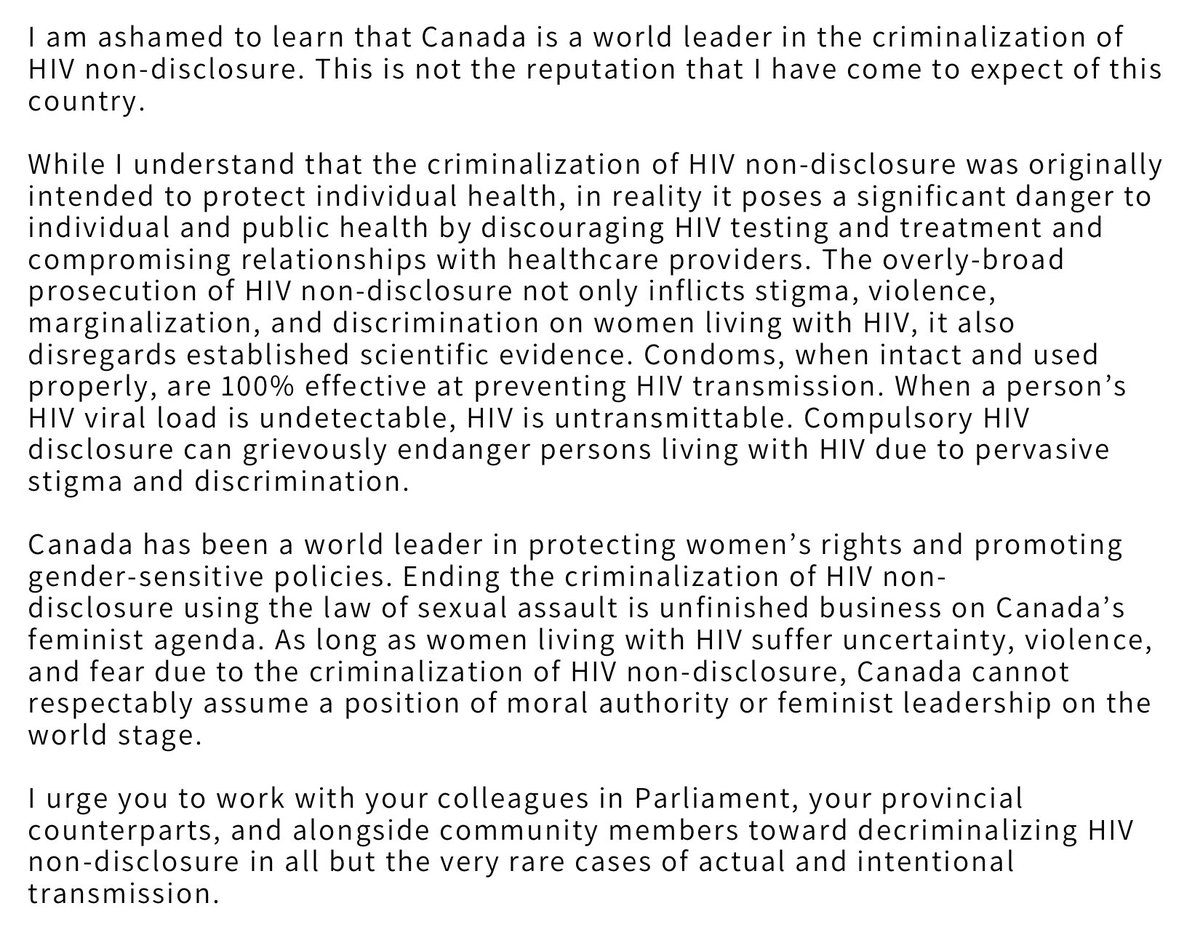 watch_HIV's tweet photo. If Canada has committed to gender equality &amp; women's rights globally, we must address the violence &amp; fear experienced by #WLWH from the criminalization of HIV non-disclosure in Canada. Share this postcard with your MP, @MaryamMonsef, @MinJusticeEn, &amp; @CanadianPM. #HIVisNotAcrime https://t.co/j1uT8Lk99w