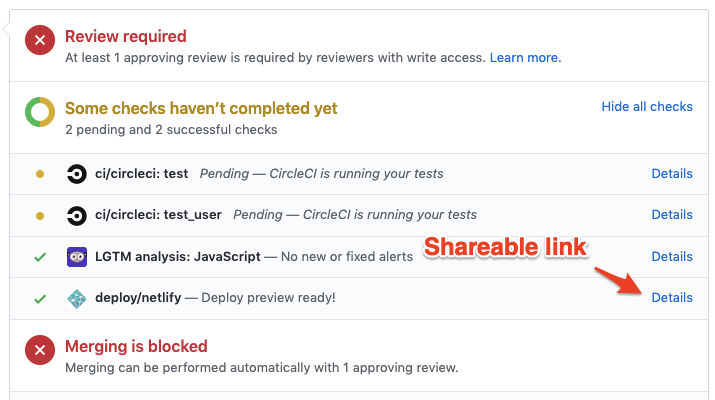 Inspired by this enabled deploy previews on refine.bio. Very easy to set up with <a href="/Netlify/">Netlify</a>. This should be a must have for any single page application.